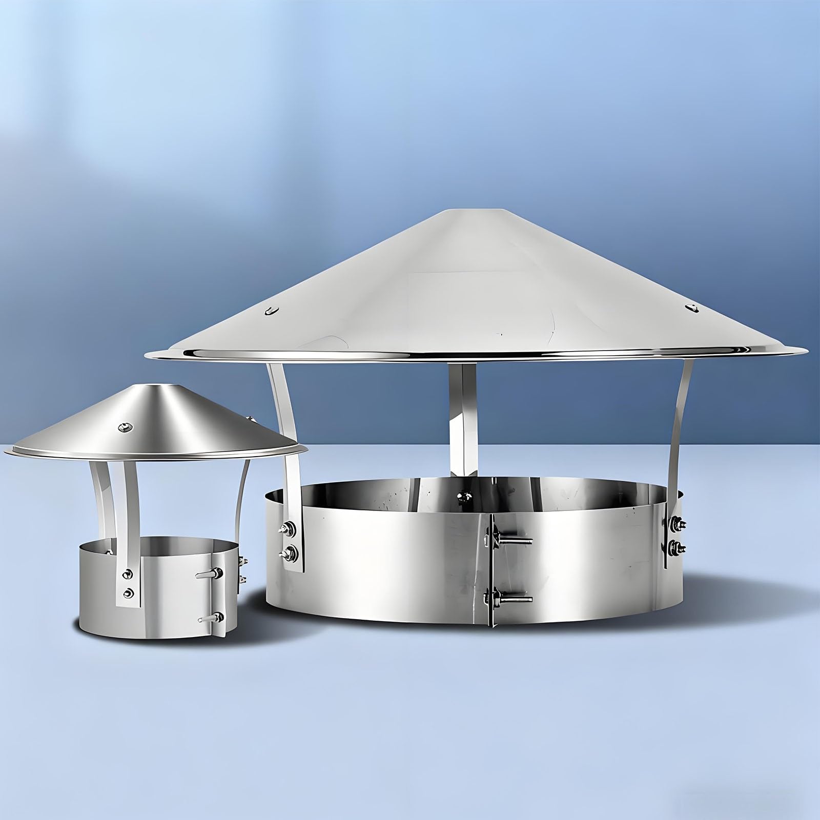 MYXJGNAIY 7.0in Stainless Steel Cone Top Chimney Cap, Roof Rain Stove Pipe Cap, Silver Fireplace Screen Cover Exterior Stove Pipe Topper, for Vent Flue Family Kitchen Cooking(Flat Head,170mm/6.7in)