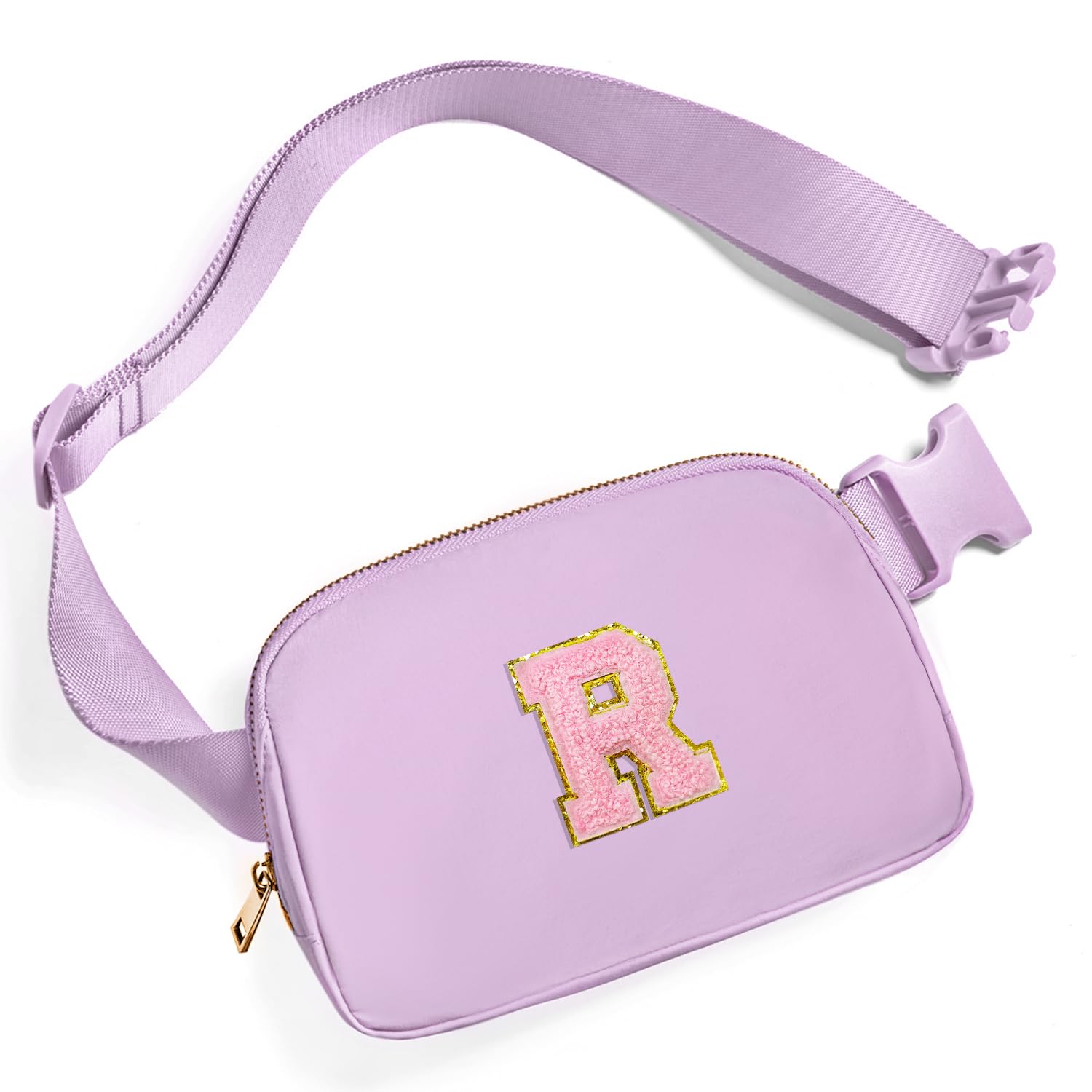 Gitus Gifts for 7 8 9 10 11 Year Old Girls Belt Bag Fanny Pack Crossbody Bags with Initial Letter Patch Birthday Gifts for Daughter Sister Friends Teen girls (Lavender-R)