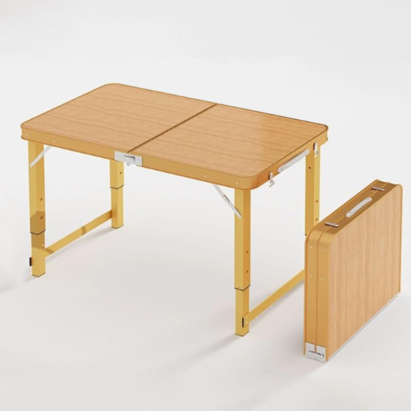 Tavolo da campeggio pieghevole portatile, altezza regolabile, alluminio + MDF, ideale per uso interno/esterno, picnic in spiaggia, 100 x 50 cm, leggero e facile da trasportare
