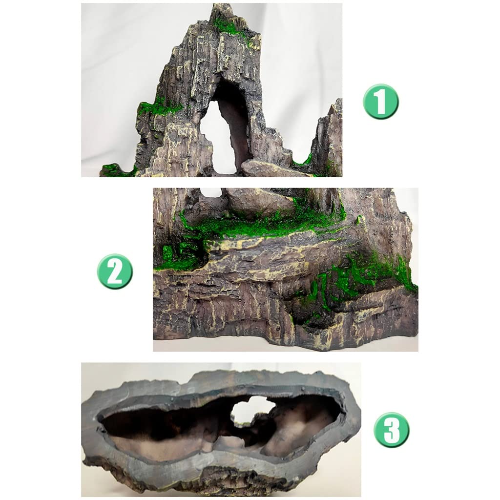 Decoración de rocalla artificial de resina para decoración de paisajismo, simulación de acuario, piedra de musgo, peces, accesorios de acuario vivo