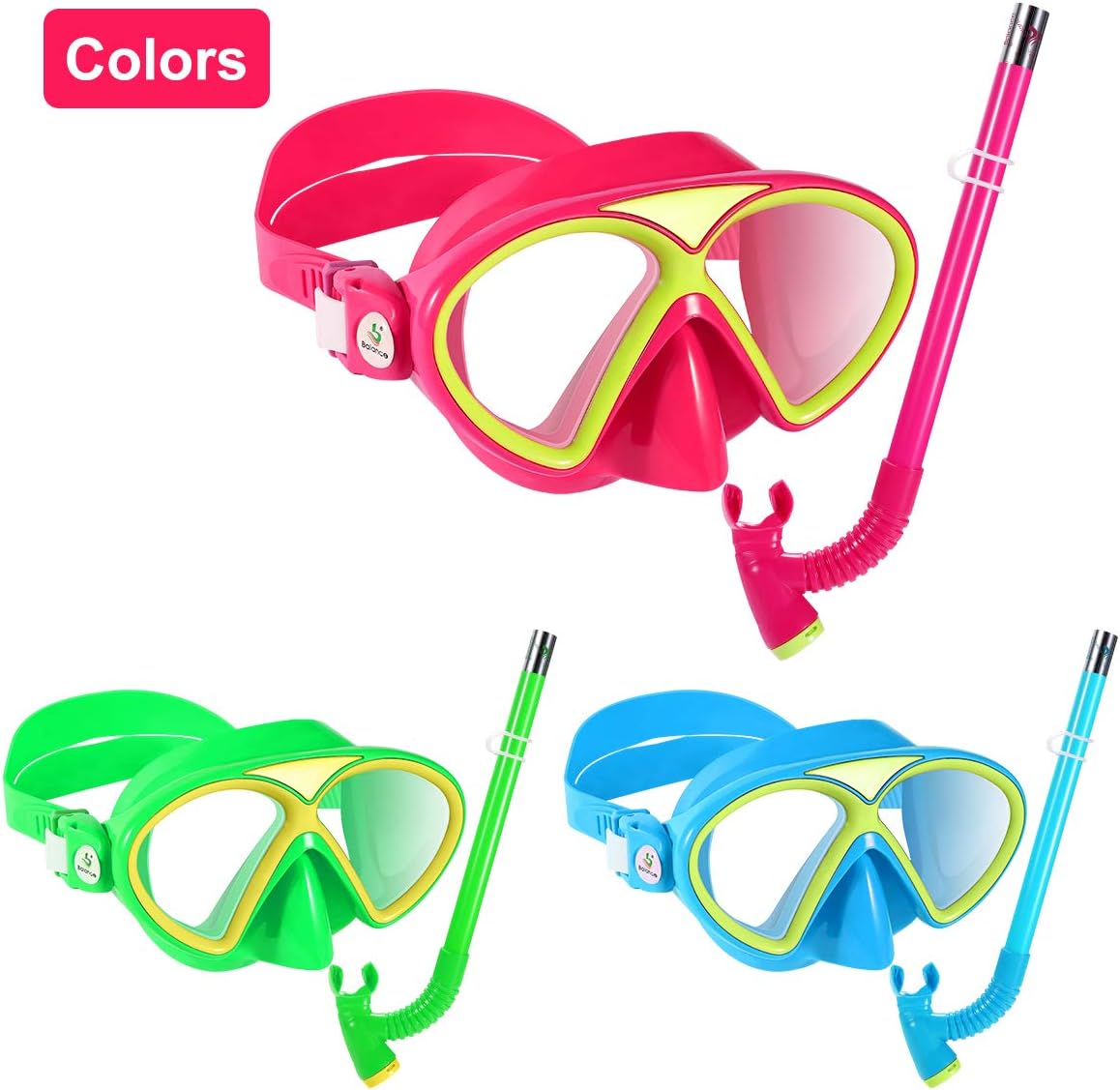 Kids Snorkel Set, Children Anti-Fog Diving Mask Swimming Goggles Semi-Dry Snorkel Equipment Snorkeling Packages Swimming Gear Age 4 Plus for Youth Boys Girls (Rose Red) : Sports & Outdoors