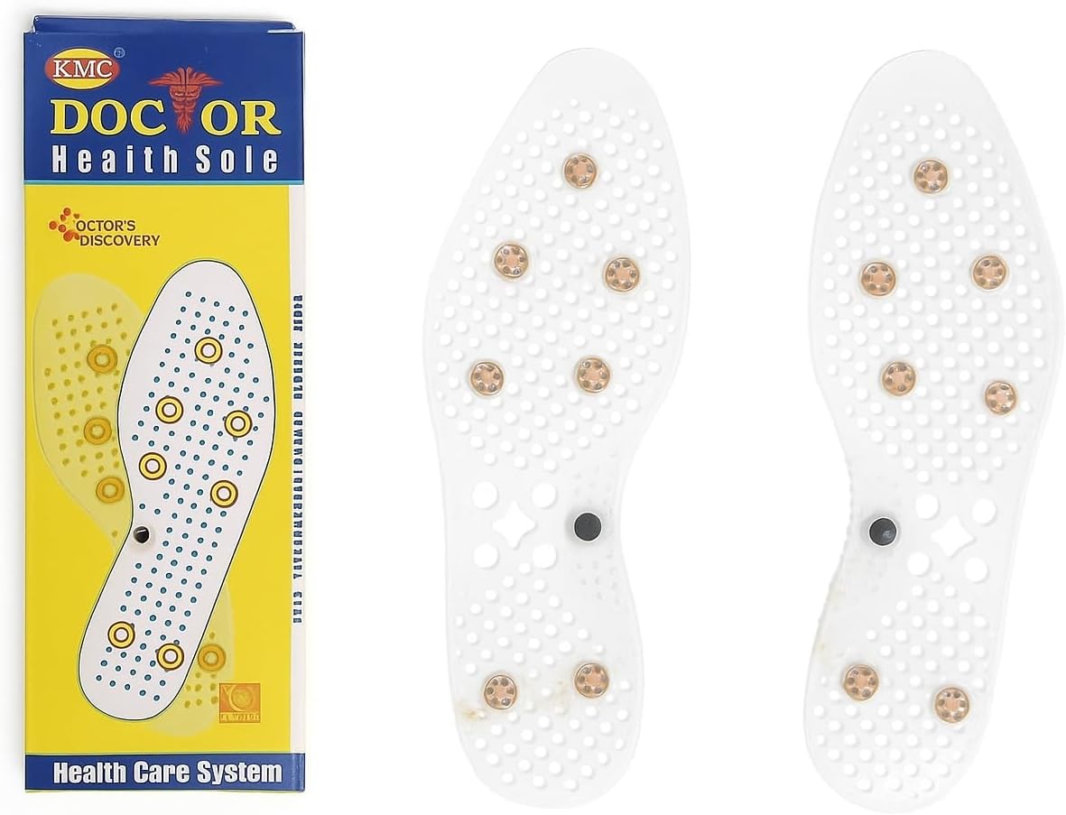 Doctor Health Sole Unisex Acupressure Magnetic Shoe Insole Comfort Pads for Foot Massage/Therapy - White