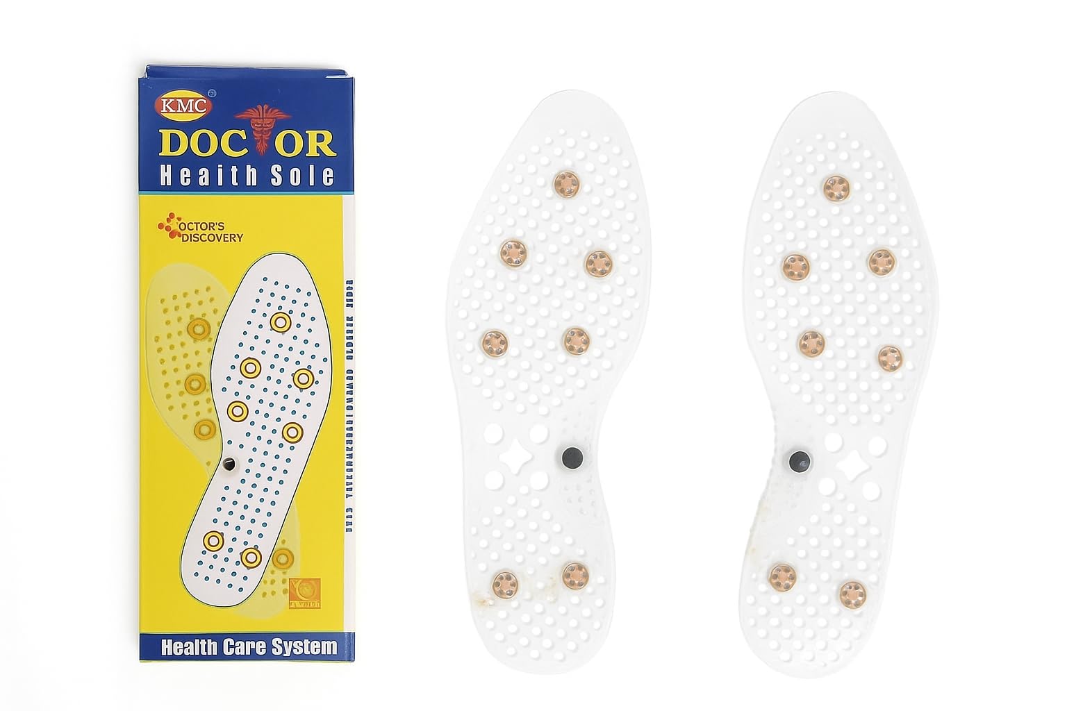 Doctor Health Sole Unisex Acupressure Magnetic Shoe Insole Comfort Pads for Foot Massage/Therapy - White