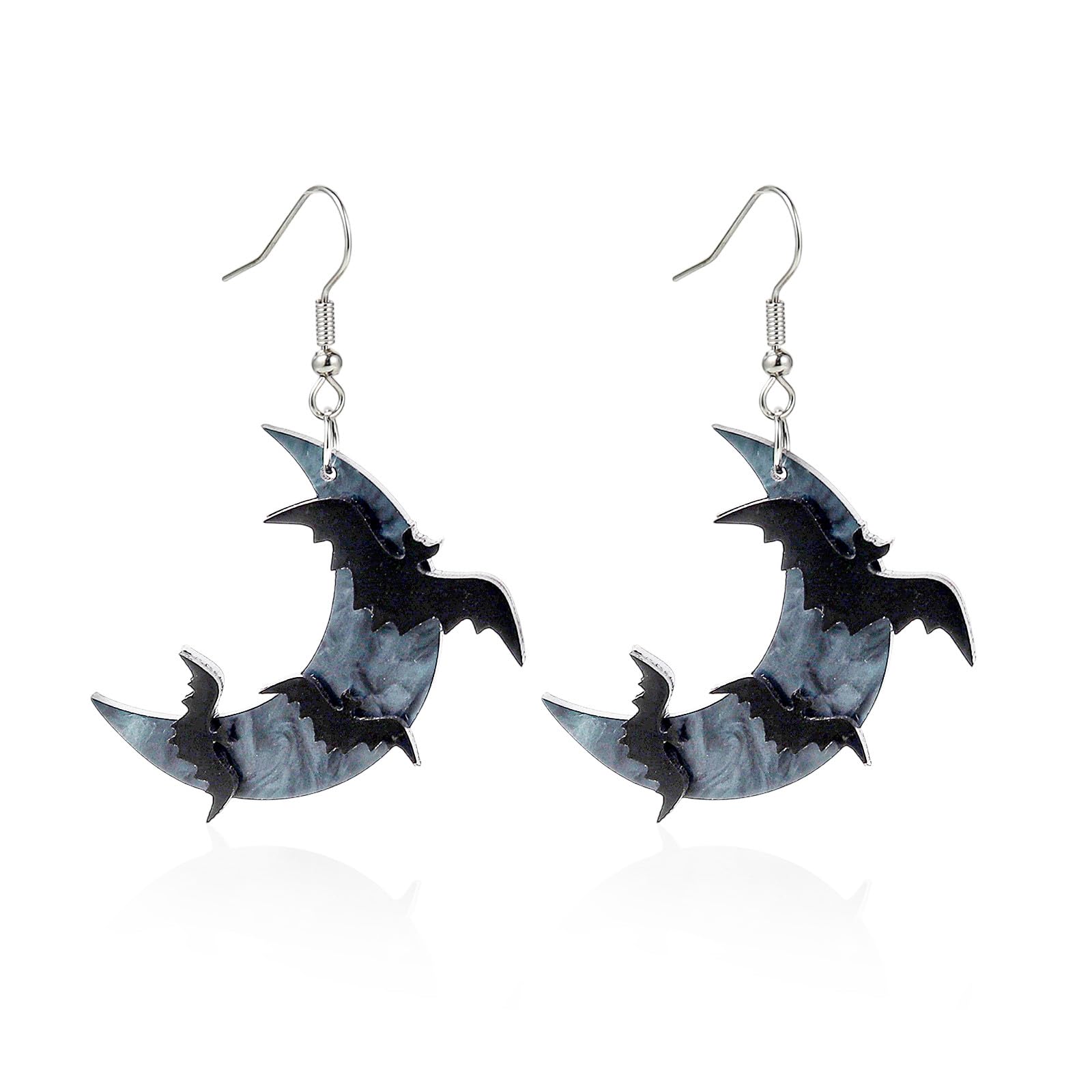 xuzhiyuanHalloween Cute Acrylic Skeleton Dangle Earrings Acetate Pumpkin Ghost Bat Dangle Earrings Creative Black Cat Skull Stud Earrings for Women Scary Party Cosplay Costume Jewelry