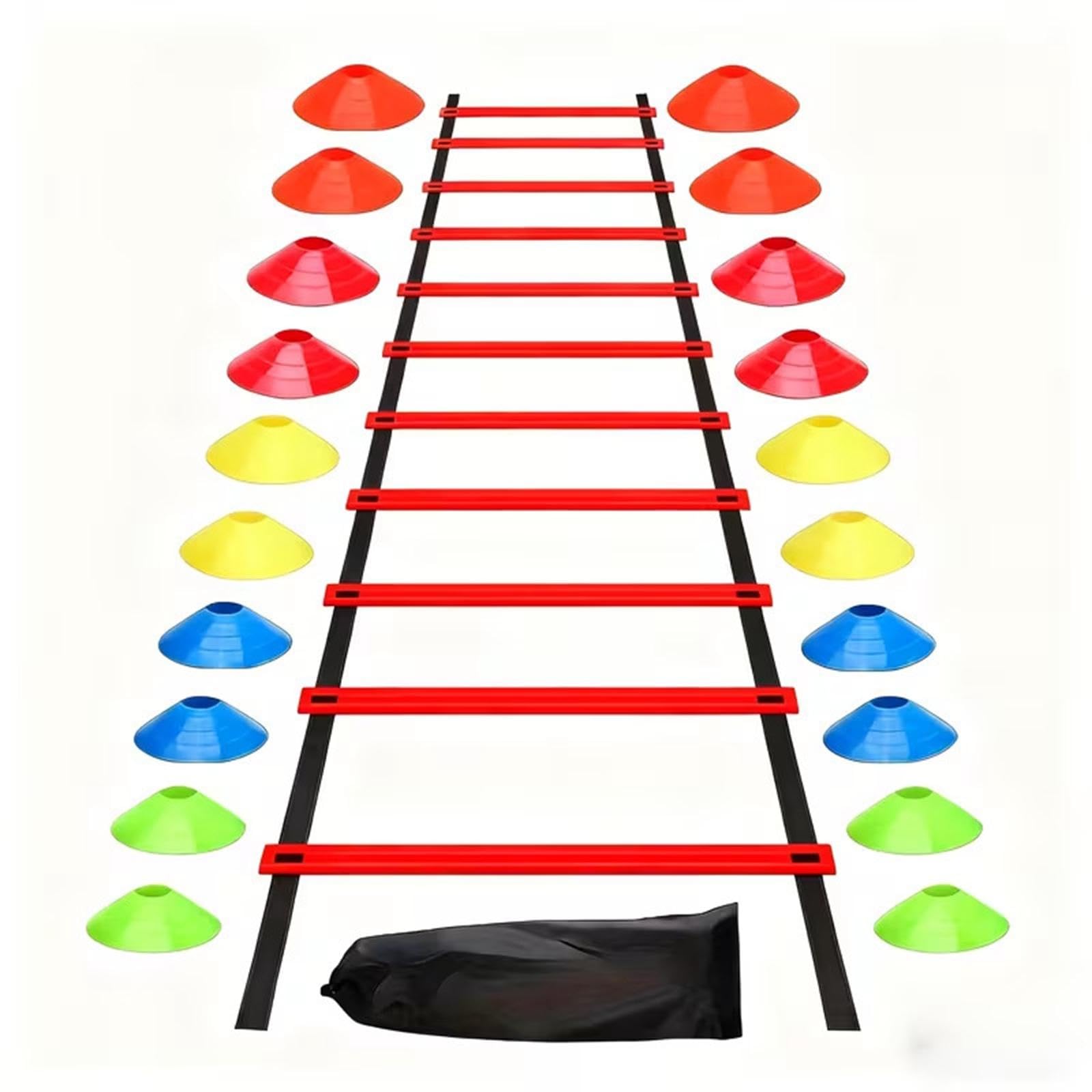Agility Ladder Portable Staircase Balance Jumping Obstacles Adjustable Rungs 55 Piece Red-image-29