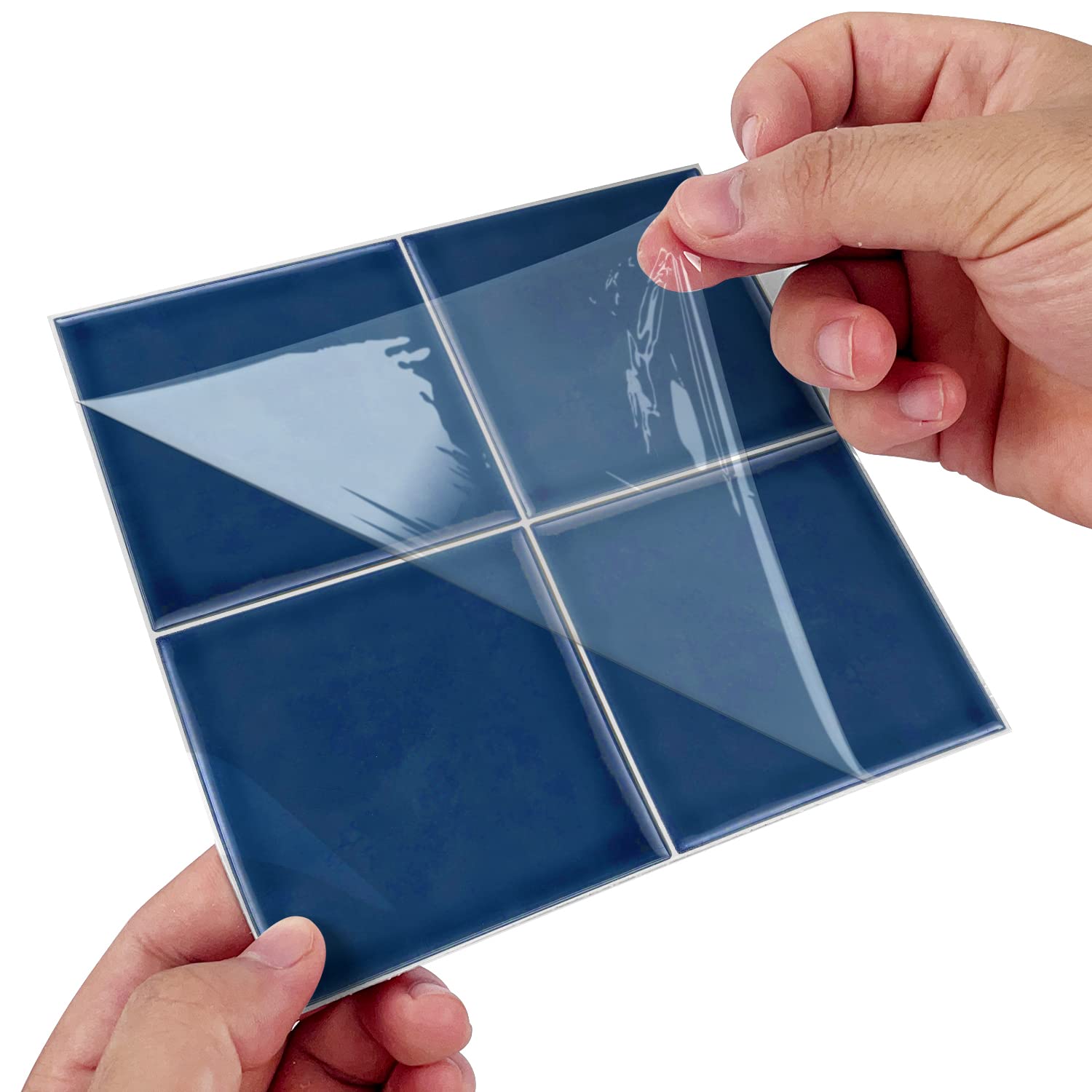 Alwayspon 25 unidades x 15 cm, efecto mosaico azul, pegatinas gruesas de vinilo, protección contra salpicaduras, impermeable, para pegar en azulejos, cocina, baño, pared