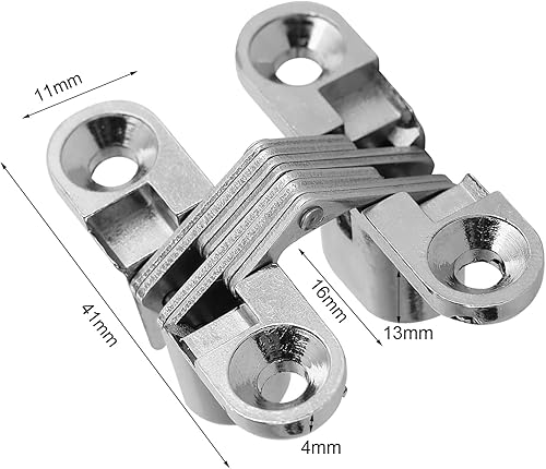 Miniatura 2 de Bisagras ocultas de 180 grados, aleación de zinc invisible oculta bisagra de puerta cruzada para puerta de fácil instalación, kit de gabinete de