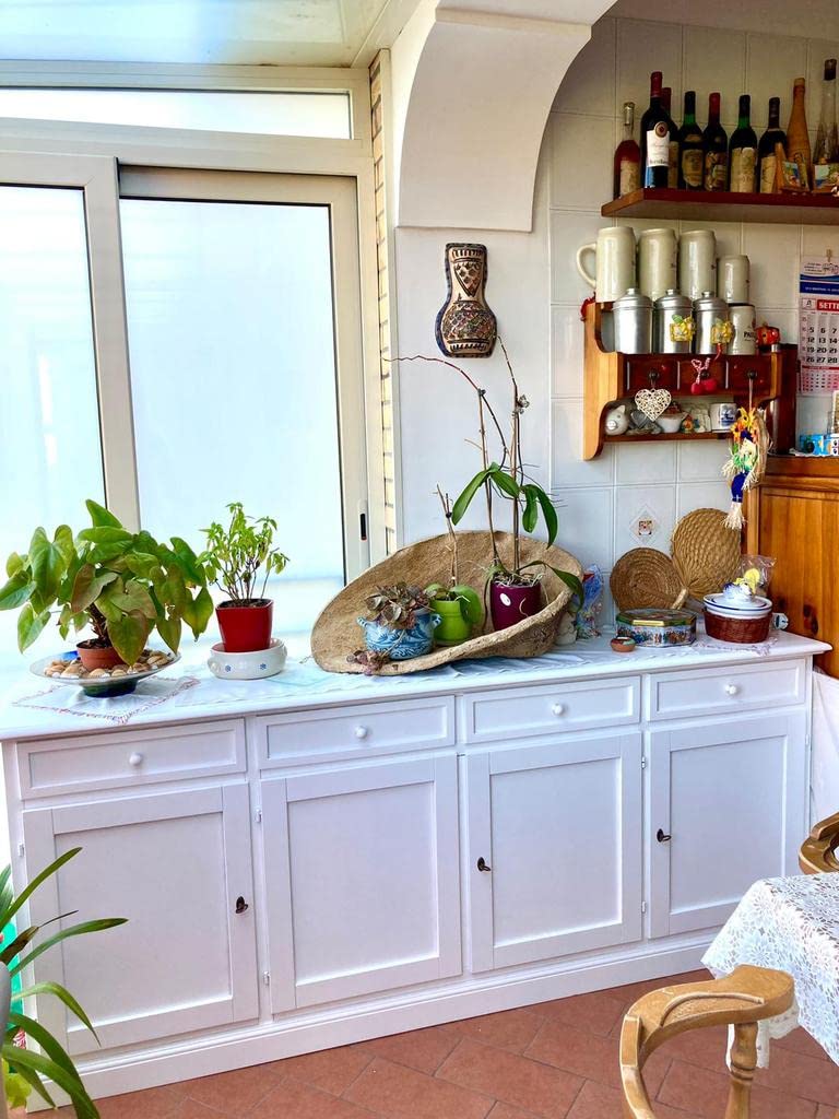 Mar.c.a. Design - Buffet Bois 205 cm 4 Portes 4 Tiroirs - Bahut Salle à Manger Style Classique Blanc - Made in Italy