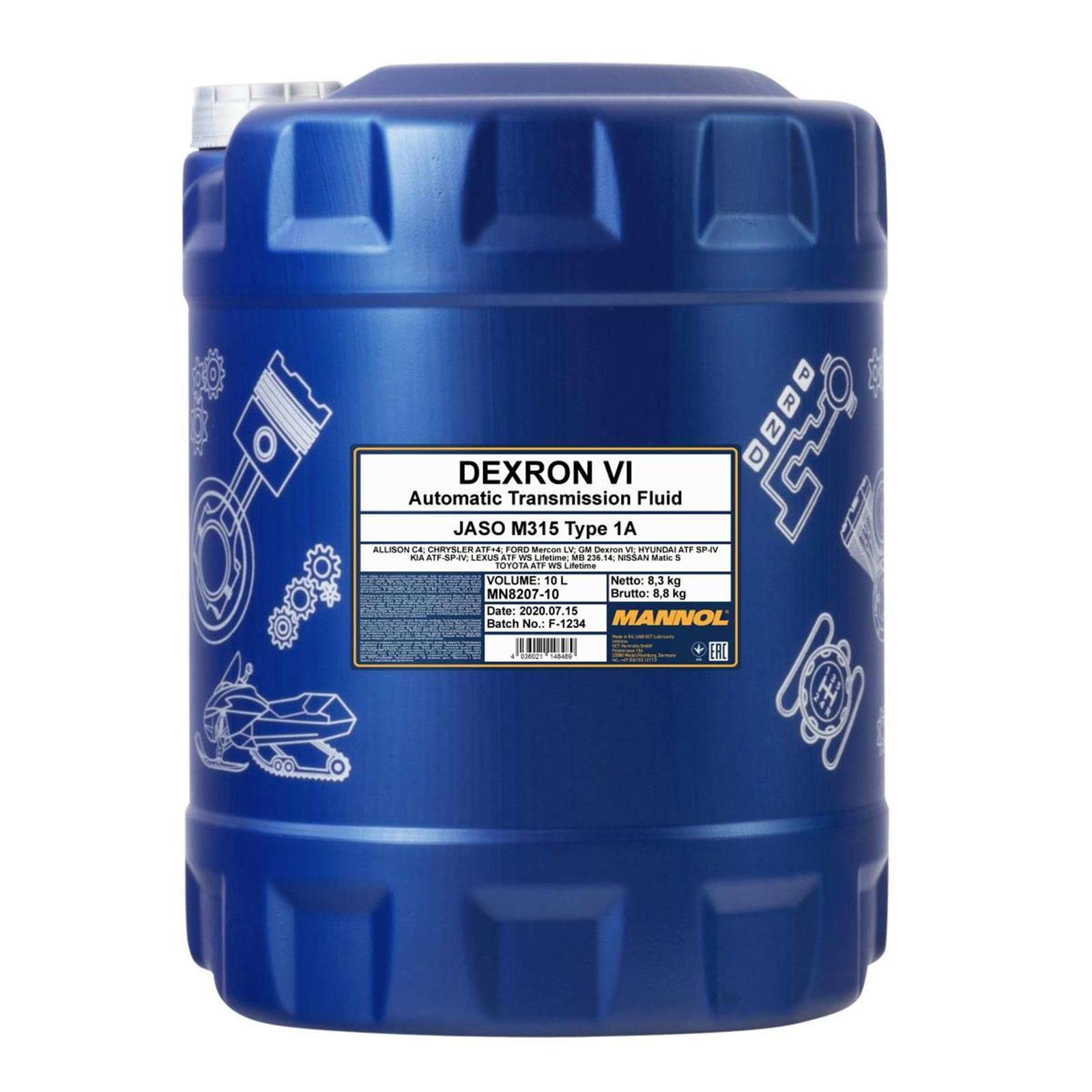 MANNOL MN8207-10 Olio cambio automatico (ATF) Posteriore 10L Rosso