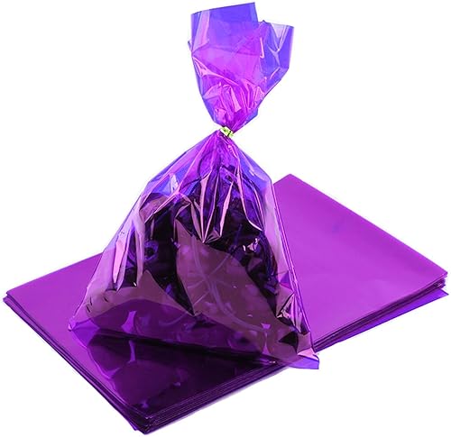 GAKA Bolsas de plástico para dulces, bolsas de celofán con lazos, paquete de 50 unidades