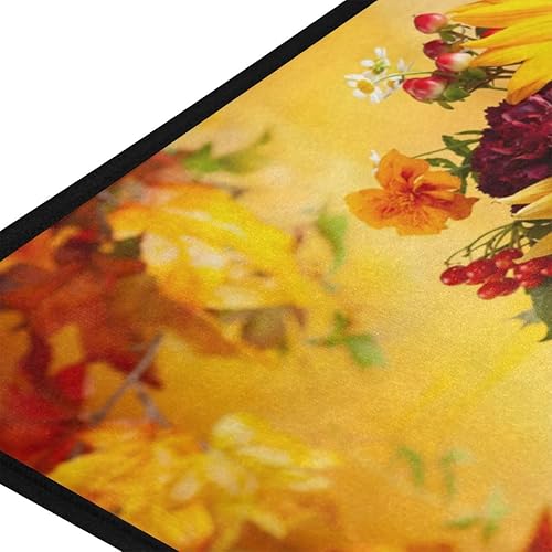 Miniatura 5 de Aslsiy Tapete de cocina con ramo de flores y calabaza, tapete cómodo para baño, entrada, bienvenida, antideslizante, para dormitorio, sala de estar,