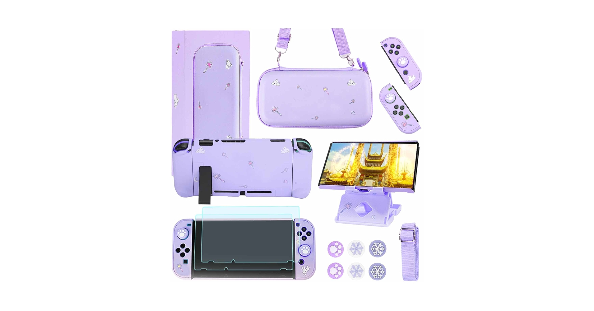 Amazon.com: GUTIAL Accessories Kit for Nintendo Switch - Purple