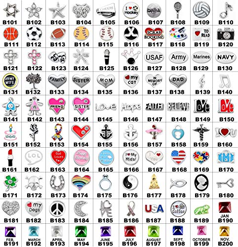 Bg247 Floating Locket Necklace With Choice Of 6 Mini Charms (Silver Rhinestone Circle) #TOP2