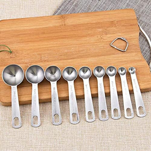 Fichiouy Durable 9Pcs Tablespoon Measuring Spoons Cups Set, Stainless Steel Teaspoon Scale Tool for Measure Liquid and Dry Ingredients