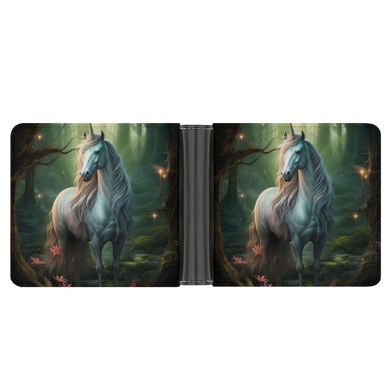 Unicorn Bifold Wallet PU Leather Coin Purse Lightweight Credit Card Holder Wallet Money Clip