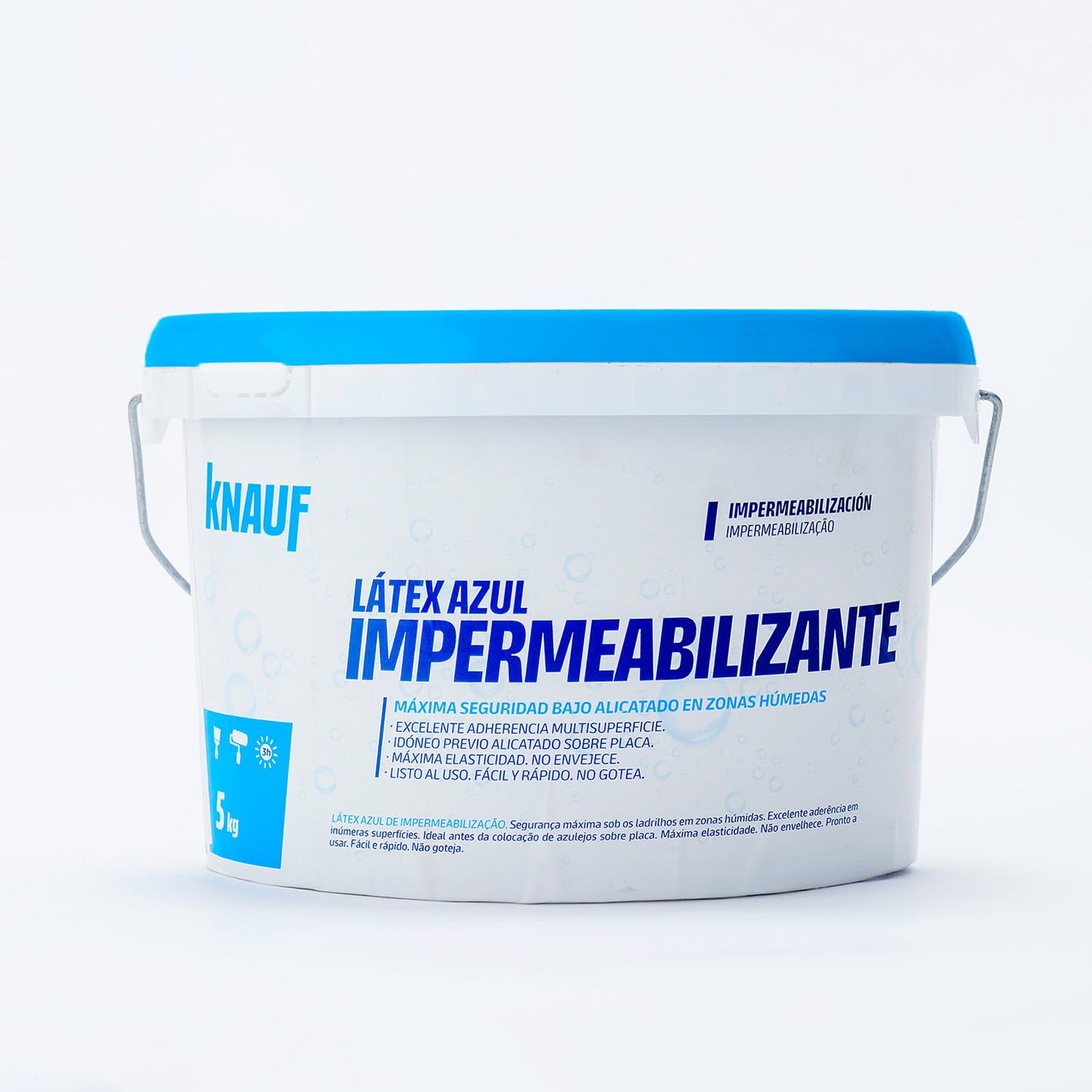 KNAUF - Impermeabilizante Latex Azul 5 kg - Listo para Usar - En Base Sintético y Aditivos Inertes - Utilizar Previo al Alicatado en Zonas Húmedas - Excelente Adherencia Multisuperficie