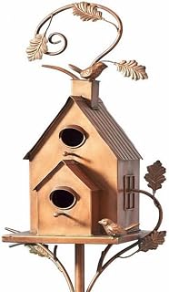 Metal Birdhouse Stakes, Metal Bird House with Pole, Birdhouse Metal Birdhouse Garden Stakes Yard Art Stake Decoration, for Hummingbird House Stake Outdoor Decor Decoration Yard-D