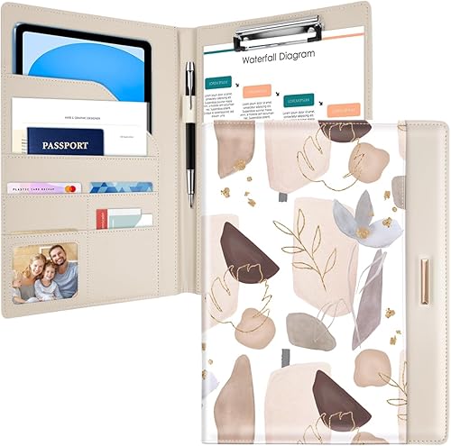 Miniatura 10 de Portafolio/Carpeta para currículum para mujeres y hombres, WAVEYU - Elegante y linda carpeta con cubierta de portafolio, organizador de documentos
