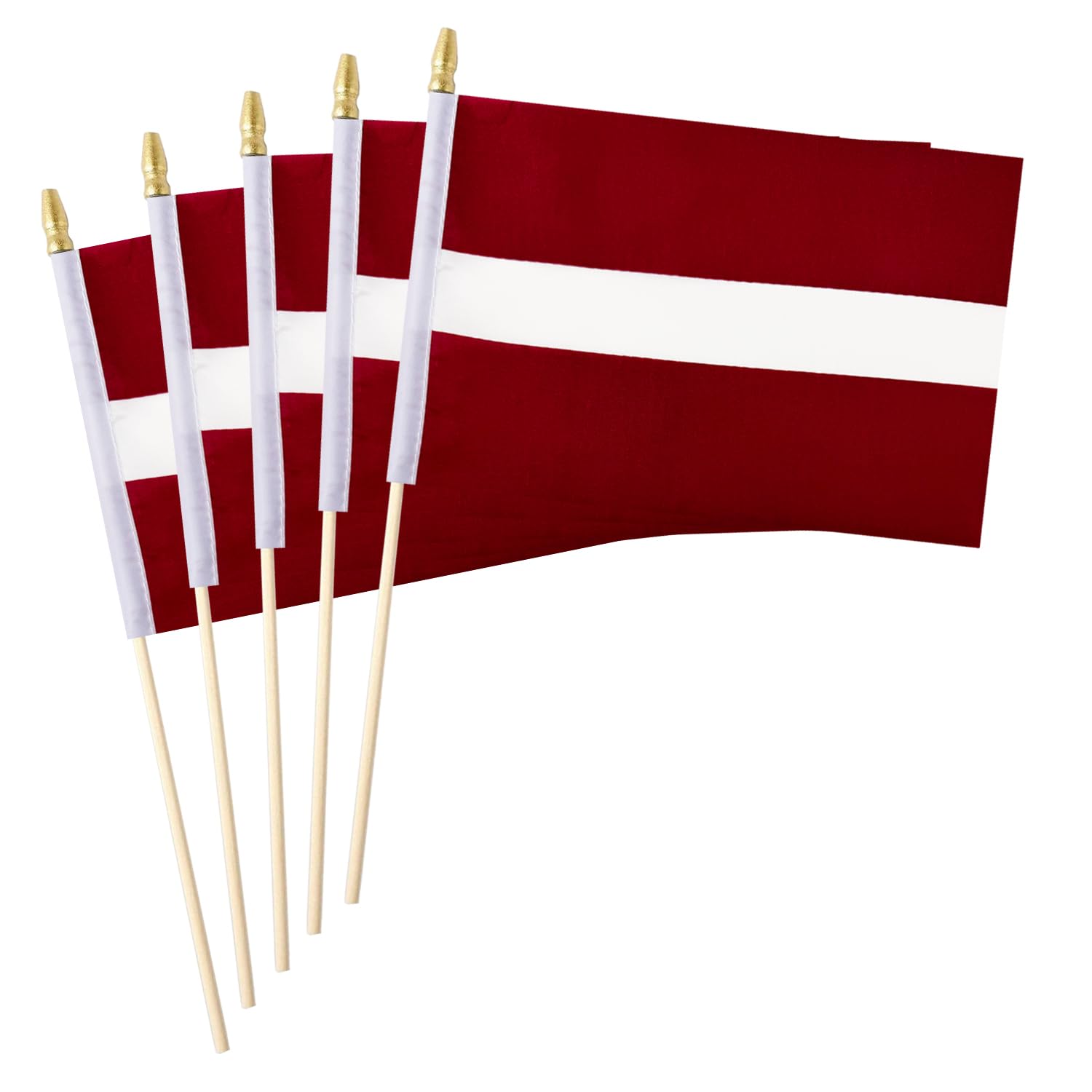 5 Pack Country Small Mini Wood Hand Held Stick Flag,Suitable For Various Holiday Parties, World Cup, National Day, And National Flag Day. (Latvia) — image 1
