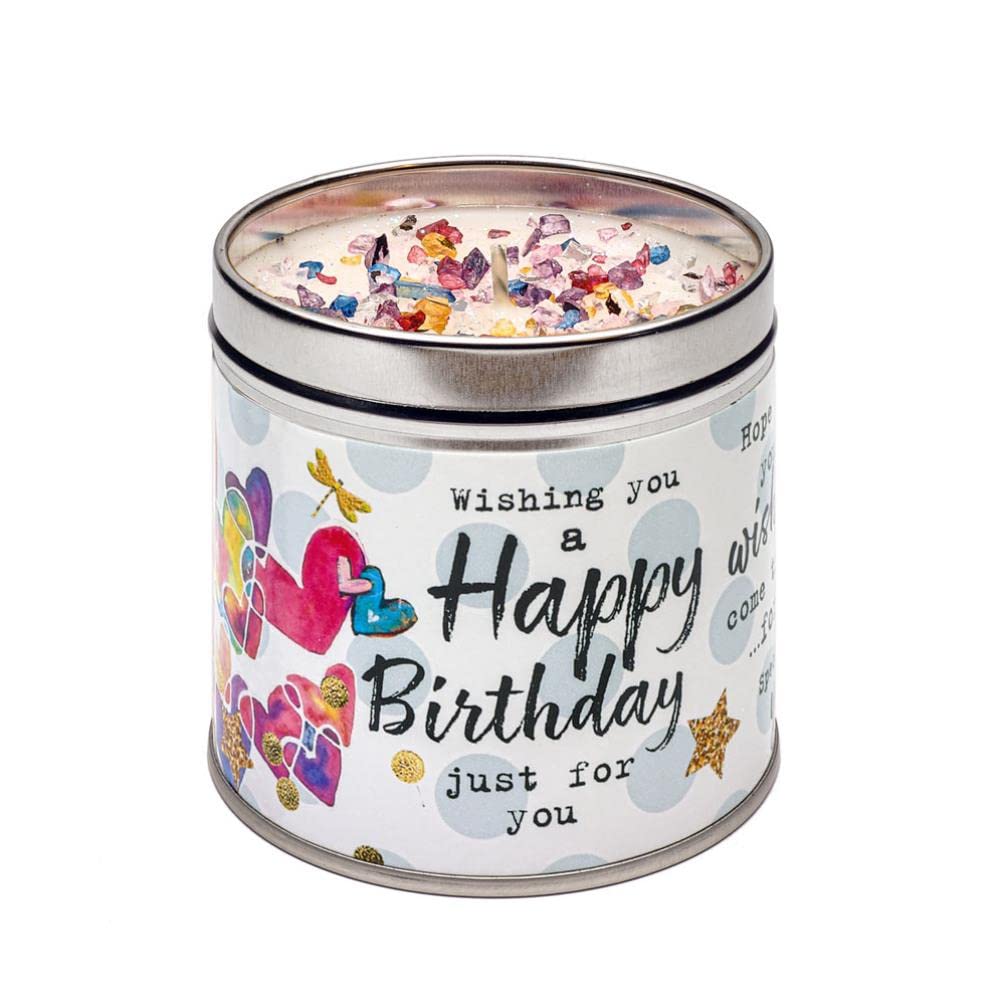 Best Kept Secrets Bright, Festive Happy Birthday Tin Candle