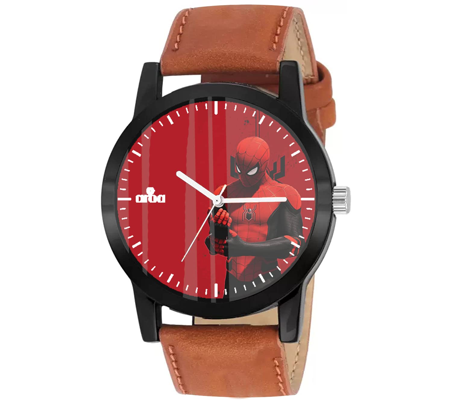 AROA Watch New Watch for Spider Man Far from Home Spandex Model : 446 Black Metal Type Analog Brown Strap Watch Red Dial for Men Stylish Watch for Boys (B0C3HS36MY) Amazon Price History, Amazon Price Tracker