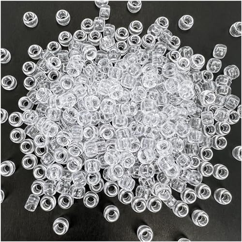 MIIIM 1200PCS 6x9mm Clear Pony Beads Bulk Kandi Beads for Bracelets Making Kit Hair Braids Craft for Jewelry Making (Clear)