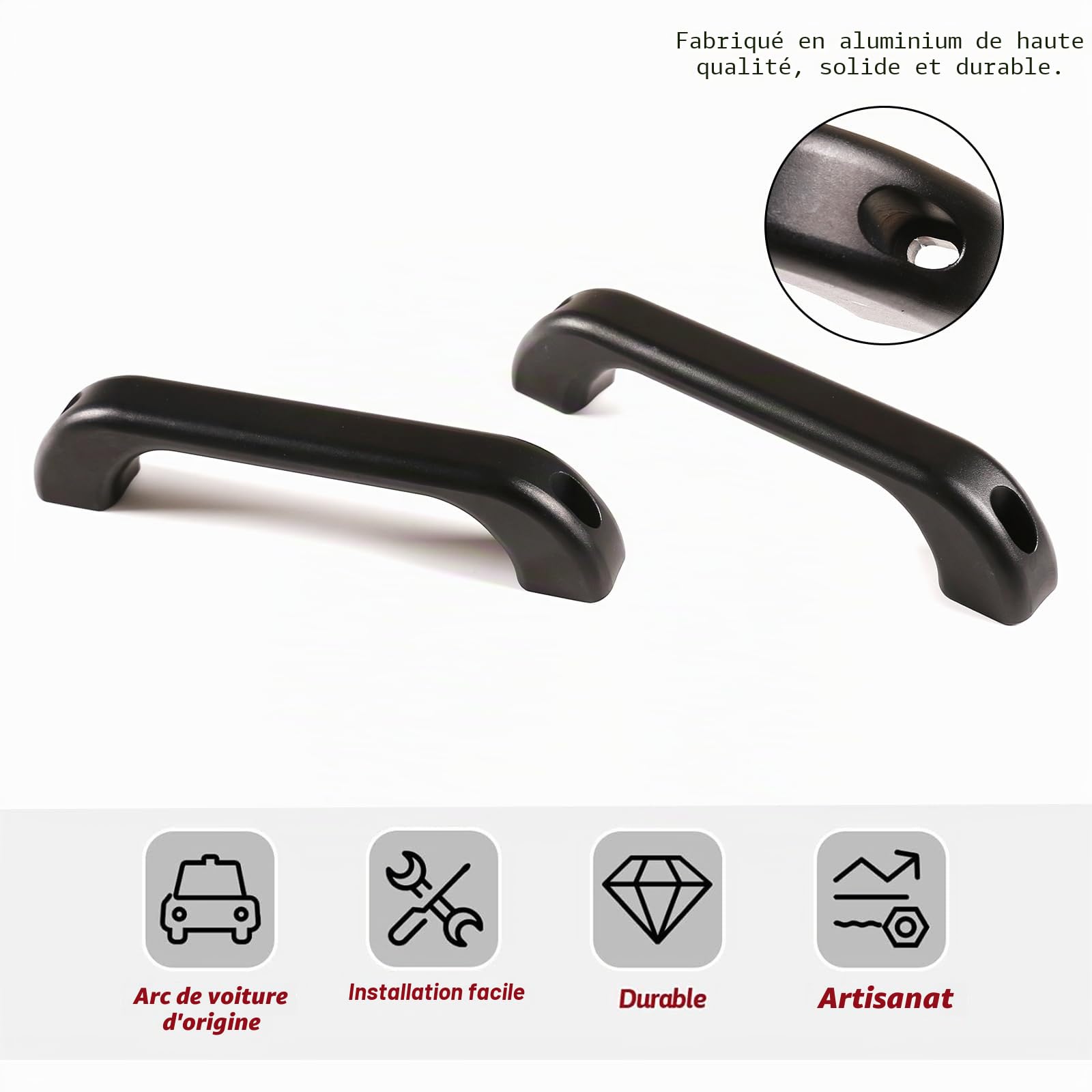 Garniture de poignée de voiture en alliage d'aluminium pour LR Defender 90 110 2004-2018 Accessoires d'intérieur de voiture (style A)