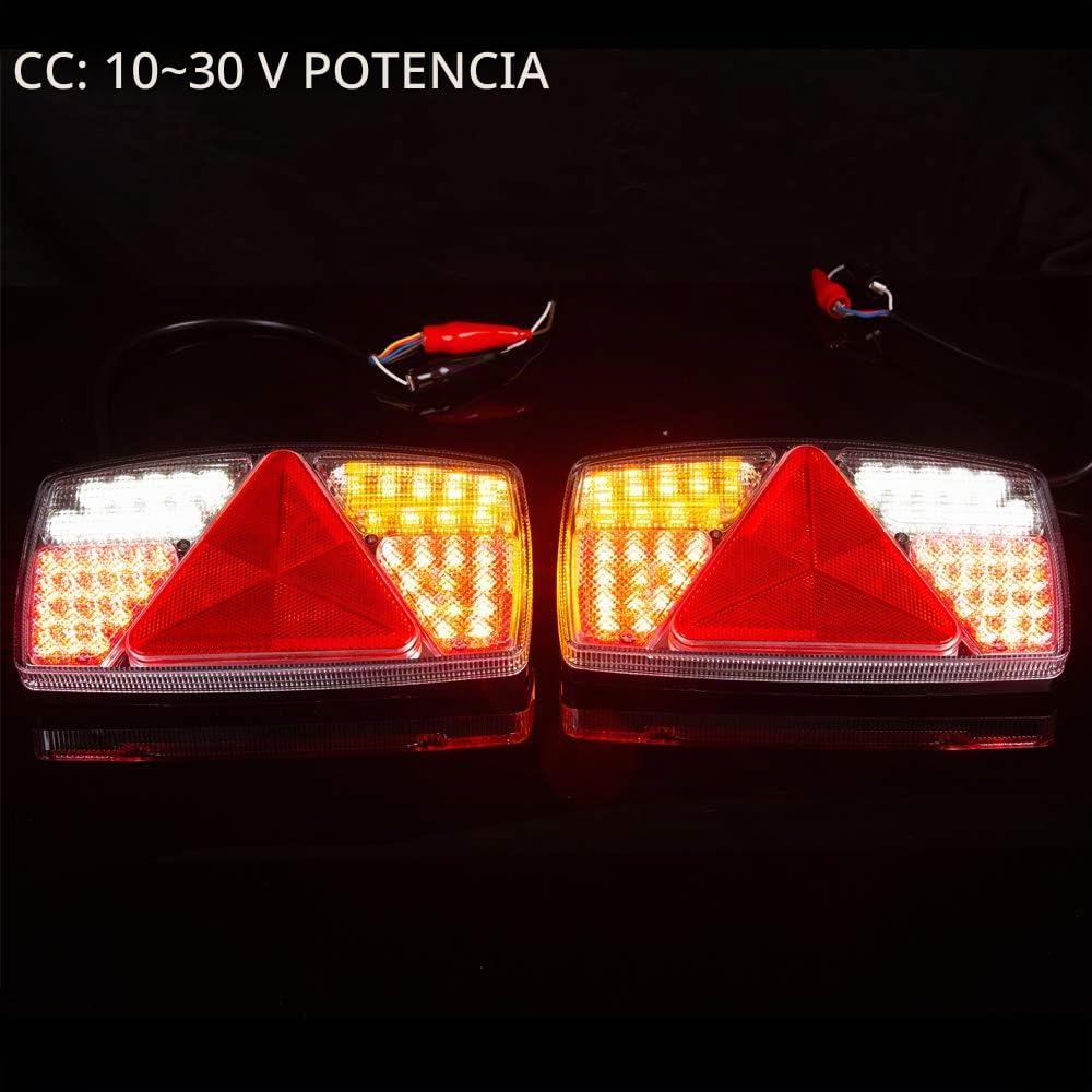 2PCS Pilotos LED Remolque, 10~30V Impermeable Universal Piloto Trasero Remolque Luces de Freno Traseras, Para Camión/RV/Caravana/Luces Remolque Traseras(53 Chips LED-1Par)