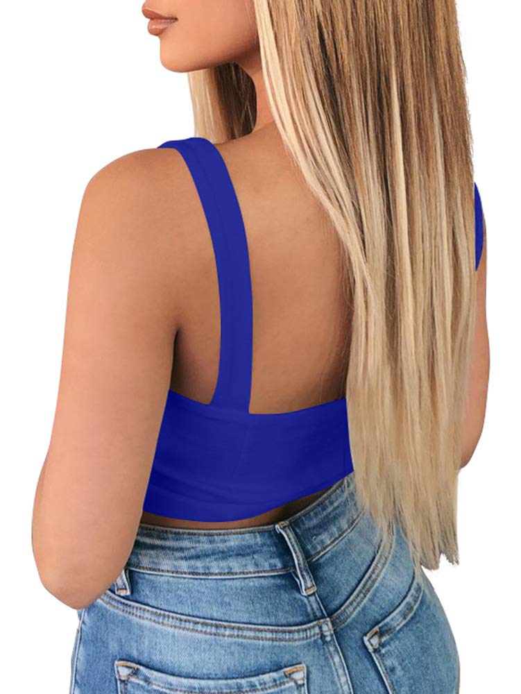 TOB Women's Sexy Sleeveless Central Single-Row Clasp Club & Night Out Crop Tank Top