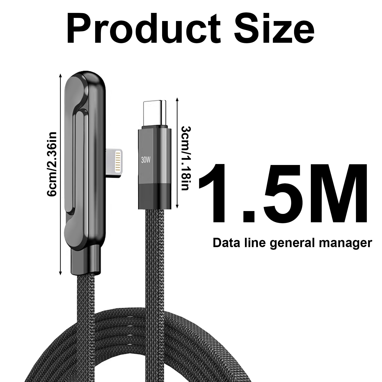 1.5M Cable PD to lightning connector de 30W con Soporte Plegable para Móvil, Diseño Trenzado Reforzado, para el hogar, oficina y uso de viaje compatible con iPhone 14 y vieja — view 2