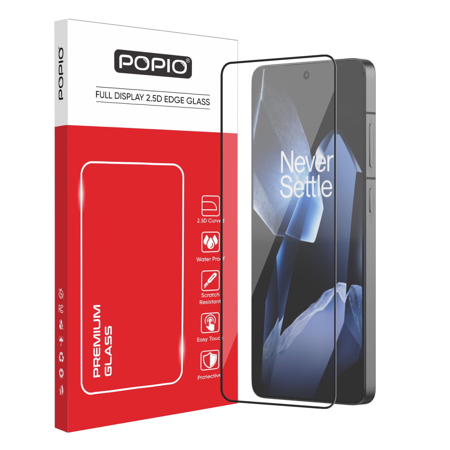 POPIO Military-Grade Gorilla Tempered Glass For OnePlus 13R (Black) 9H Hardness, Edge-to-Edge Full Coverage, Anti-Scratch, Bubble-Free, Ultra Clear HD Glass, Oleophobic Coating, Face ID Compatible