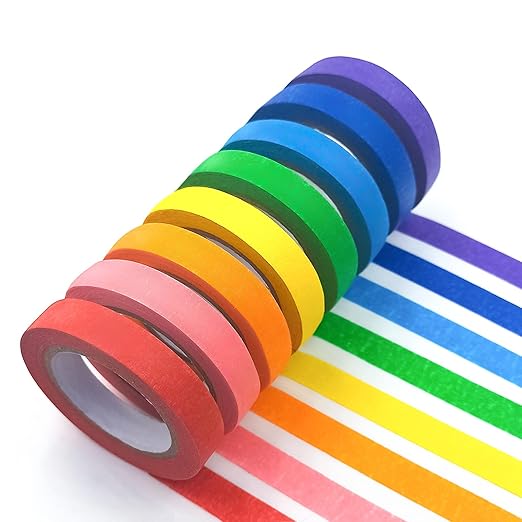 UMETDO 8PCS Colored Masking Tape Painters Tape, Rainbow Colors Rolls