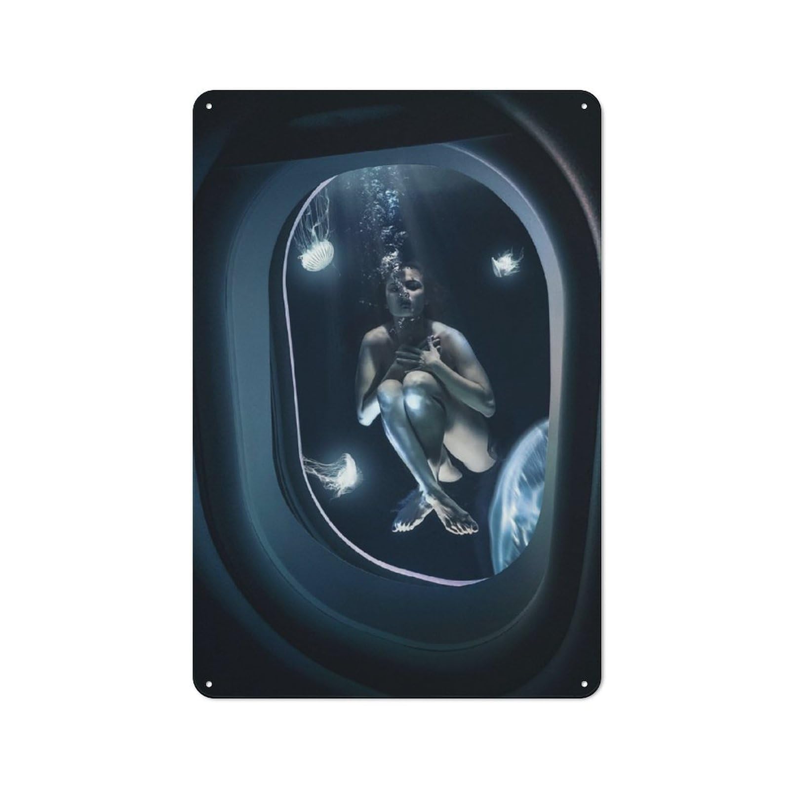 Junmoney Girls The Underwater Metal Wall Sign 30X20cm Featuring For Home Bar Wall, For Themed Interiors In Home Bars And Entertaining Spaces