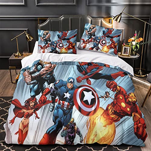 Spider-Man Bettbezug Marvel Avengers Film Anime Filmplakat Für Jungen Mädchen Kinder Leichter Mikrofaser-Bettbezug + Kissenbezüge Double(200x200cm) Cover