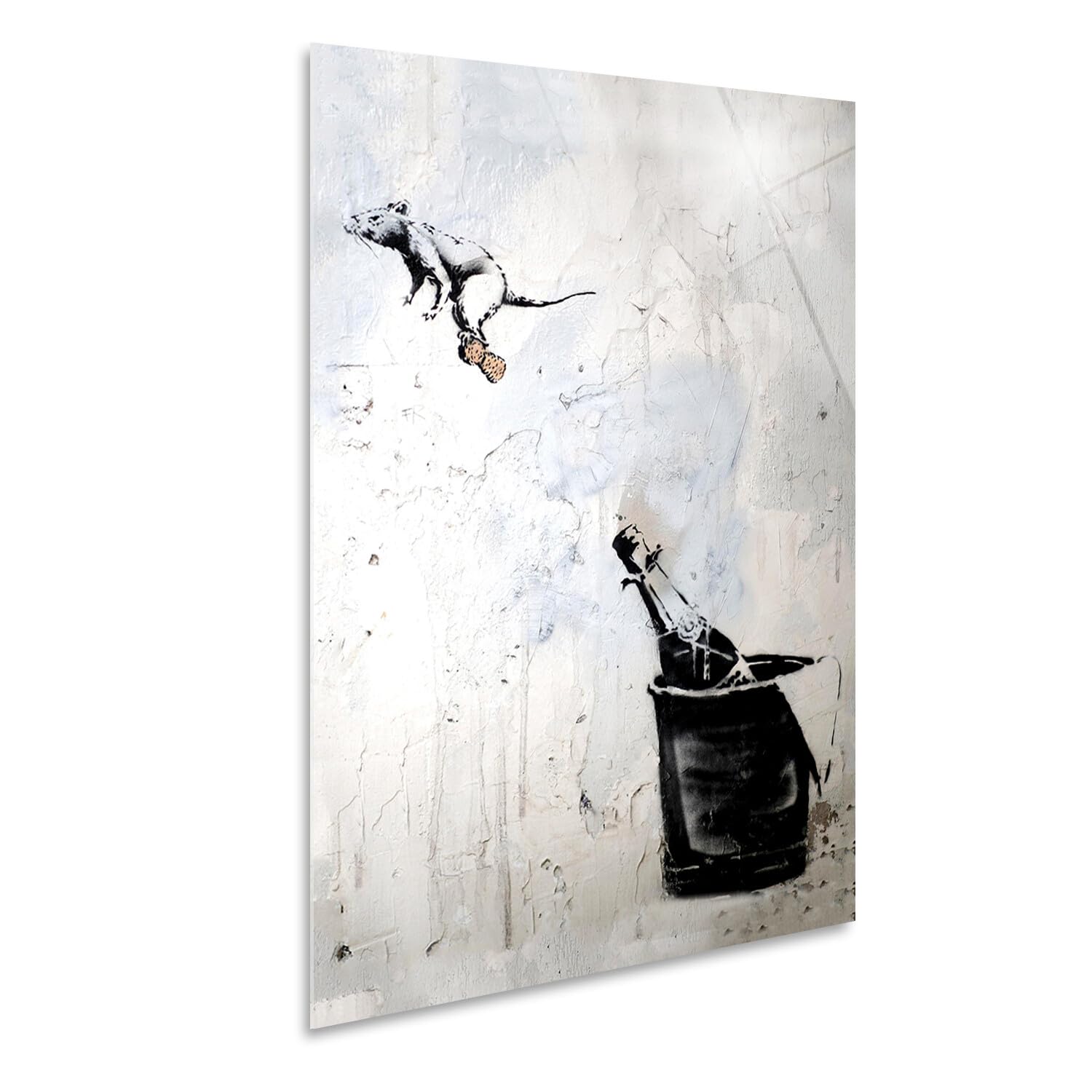 Banksy Maus auf dem Flaschenverschluss Acrylglas Gemälde 70x100 Moderne Kunst