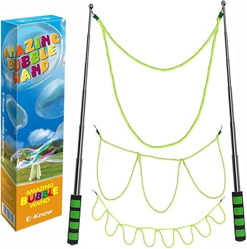 E-Know Bubble Wand,3 Style Giant Bubble Wand Outdoor Toy for Kids, Recyclable Stainless Steel,Telescopic Design Bubble Party Favors, Works Best Bubbleventi Bubble Mix