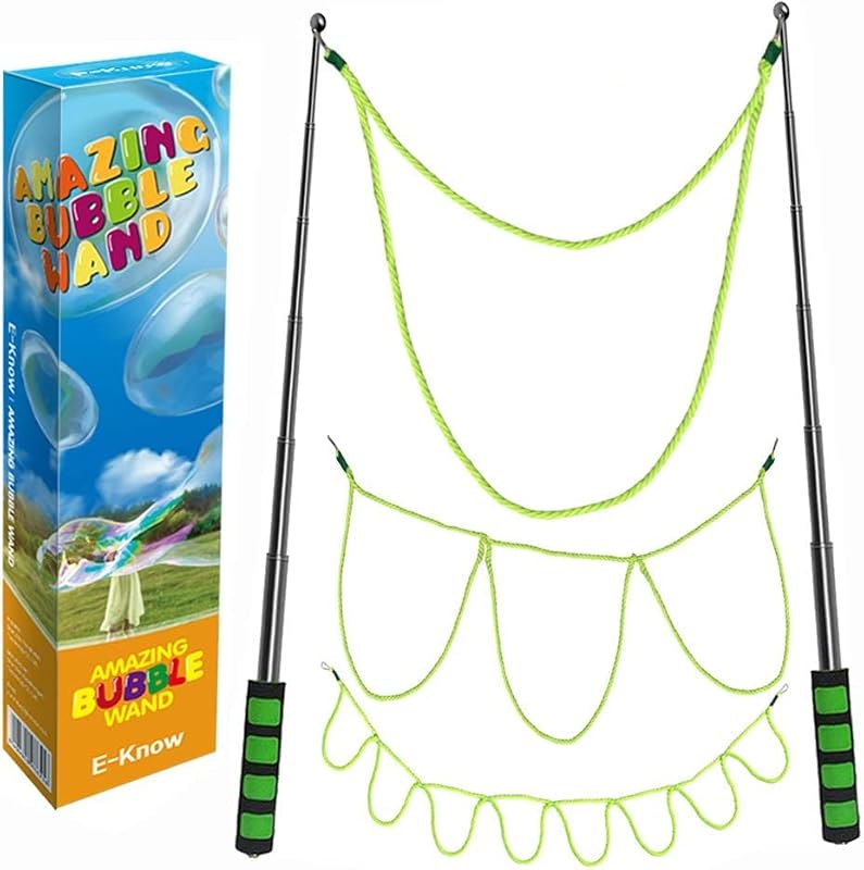 Varita de burbujas E-Know, juguete para exteriores con varita de burbujas gigante de 3 estilos para niños, acero inoxidable reciclable, regalos de fiesta de burbujas con diseño telescópico, funciona mejor con la mezcla de burbujas Bubbleventi