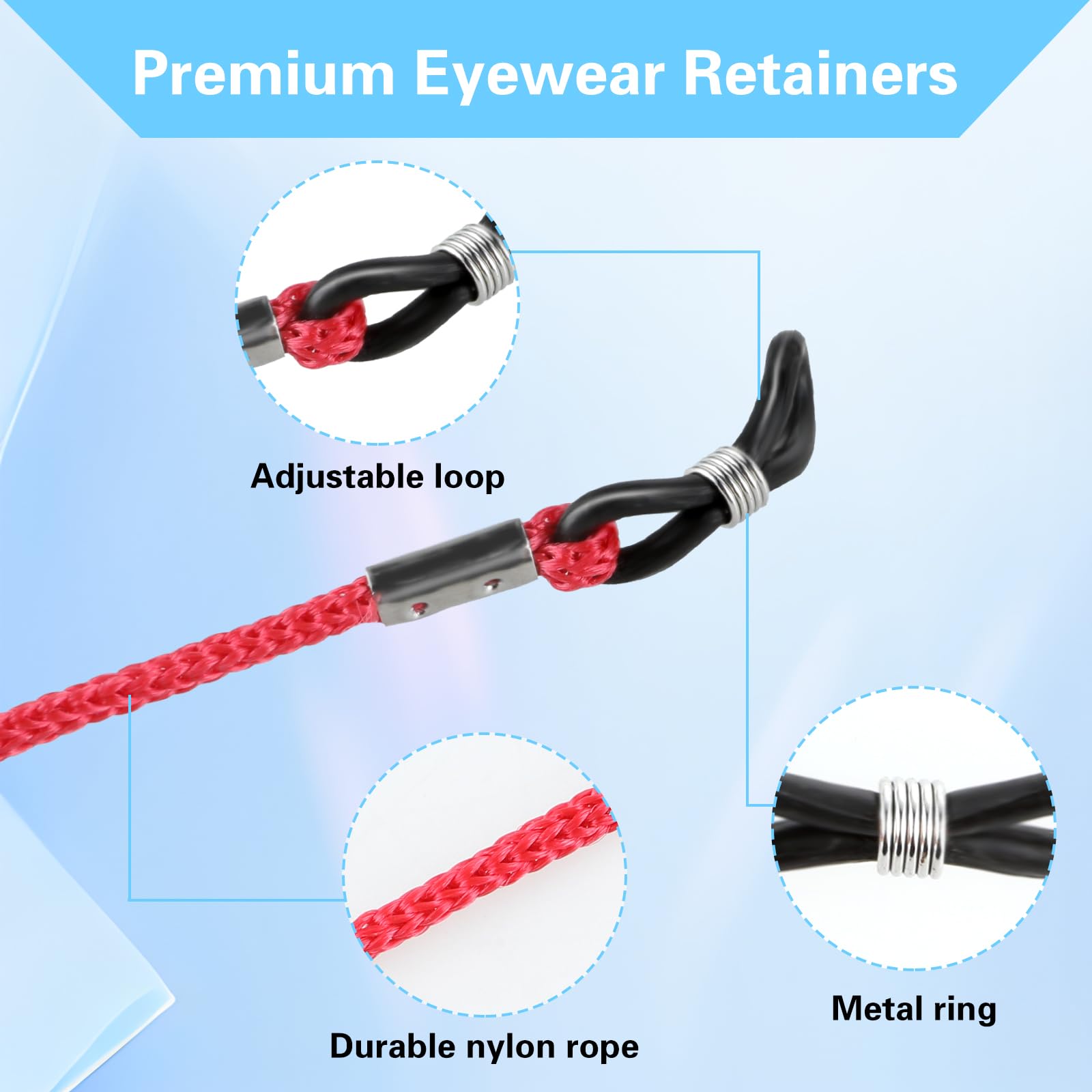 Andibro 12 Stück Nylon Brillenband, Bunt Verstellbar Brillenbänder Glasses Chain Brillenkordel für Sonnenbrillen Lesebrillen Kette Sportbrillenband Damen Herren (Mehrfarbig)