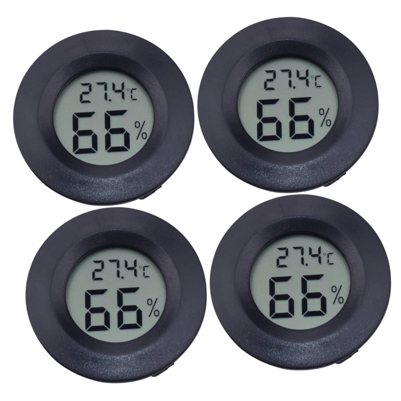 Abaodam 3 Sätze Thermometer Drinnen Reptilienfeuchtigkeitsanzeige Runden Digital Hygrometer Aquarium Terrarium Zubehör Temperatur- Und Luftfeuchtigkeitsmonitor Black 4pc*3