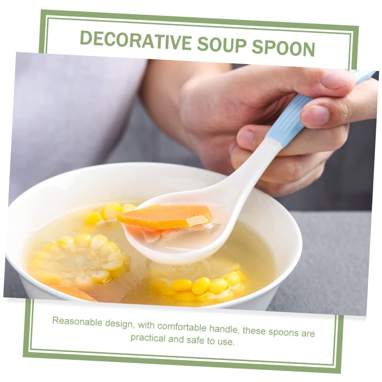 VALICLUD 6piezas Cucharas Soperas De Cerámica Para Cocina Portátiles y Reutilizables Para Gachas De Avena y Sopas El Hogar