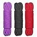 BONTIME All-Purpose Soft Cotton Rope - 32 Feet Length,1/3-Inch Diameter (Red,Black,Purple,Pack of 3)