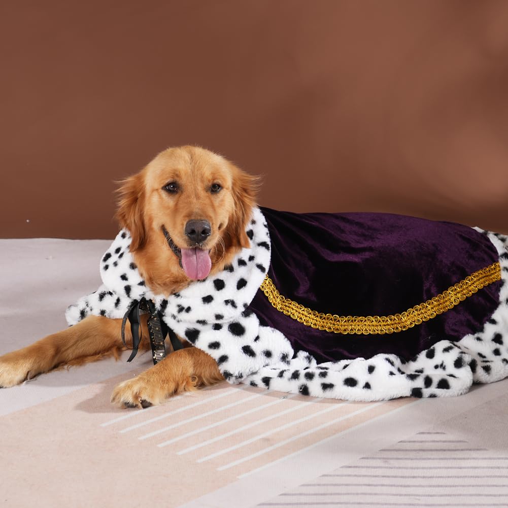 Lovelyshop pet serial Lux Fur Purple Cat Dog Cloak for Halloween costumes King Queen prince and princess cosplay- XL - Image 3