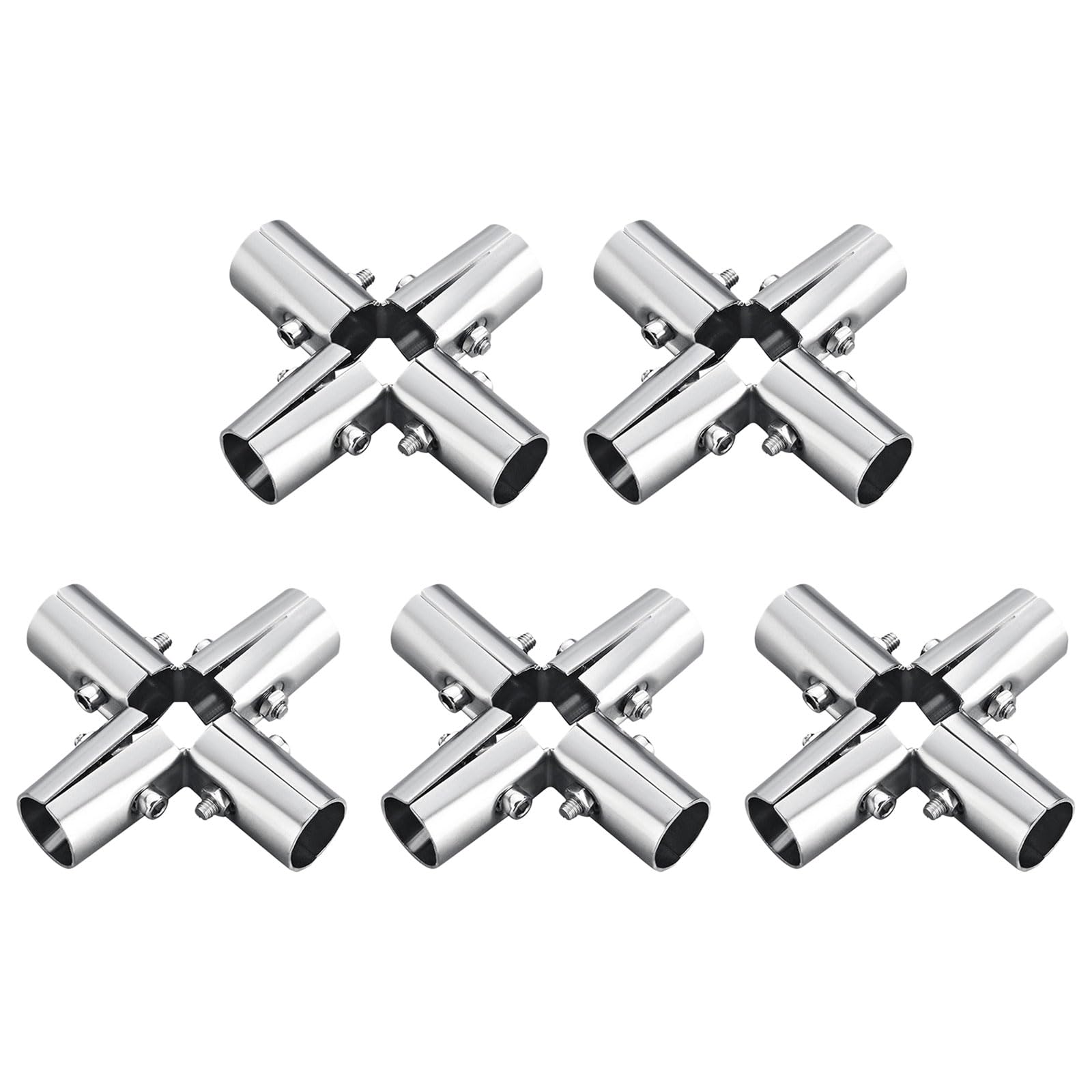 Lot de 5 raccords ronds de tuyaux en acier inoxydable haute résistance pour étendoir à serres