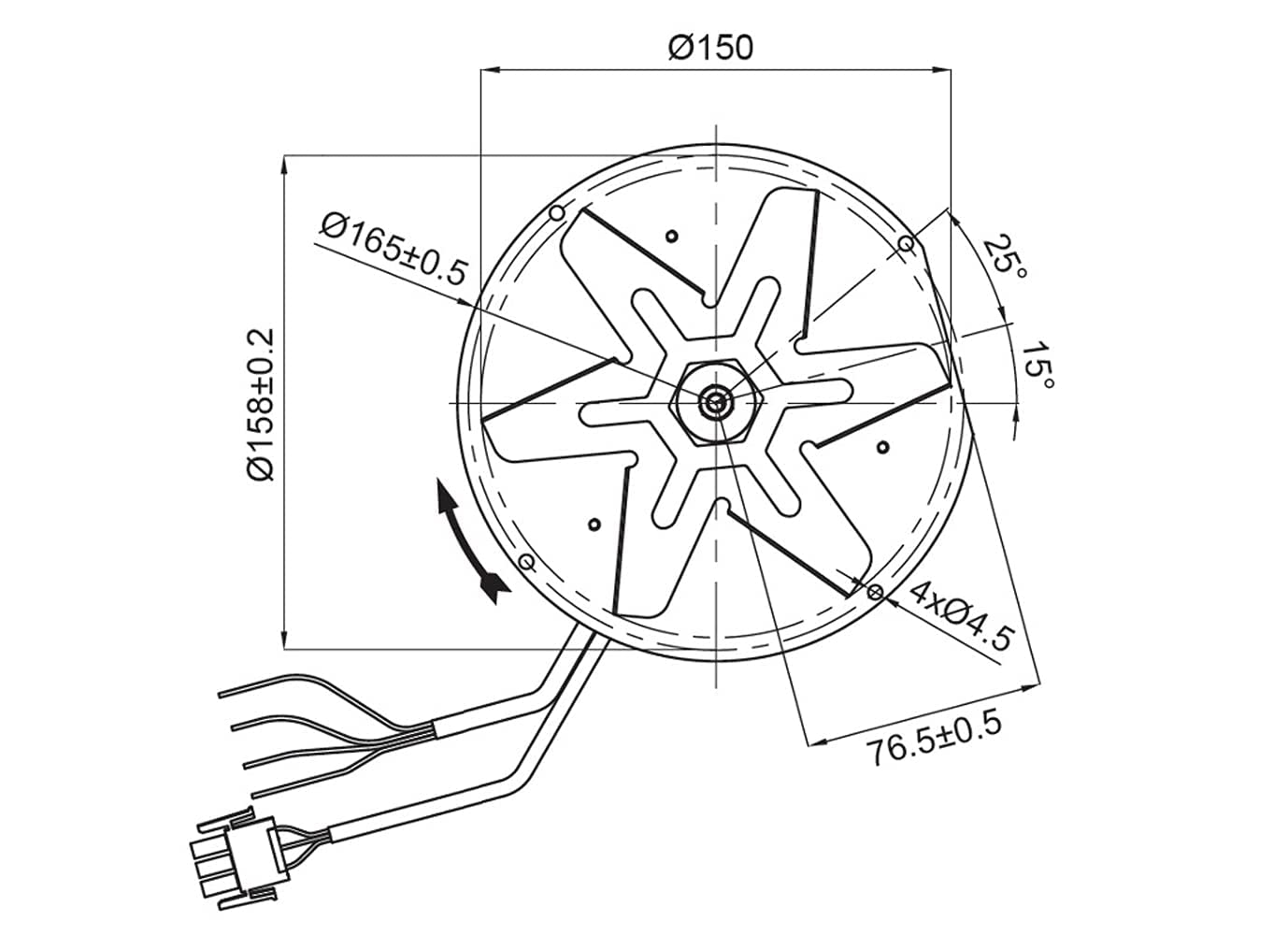 ERICAMBI, Estrattore Aspiratore Fumi per Stufe a Pellet con Motore ECOFIT 2RECA3 e Girante in Acciaio AISI 430, Ventola H 25mm Ø 150mm, Potenza 27W, Corredato di Encoder