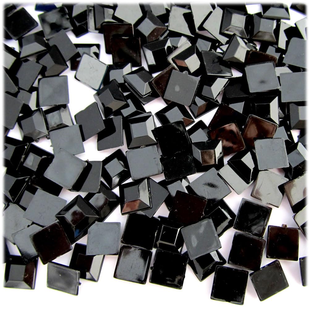The Crafts Outlet 144pc Flatback Rhinestones Square 8mm - Jet Black