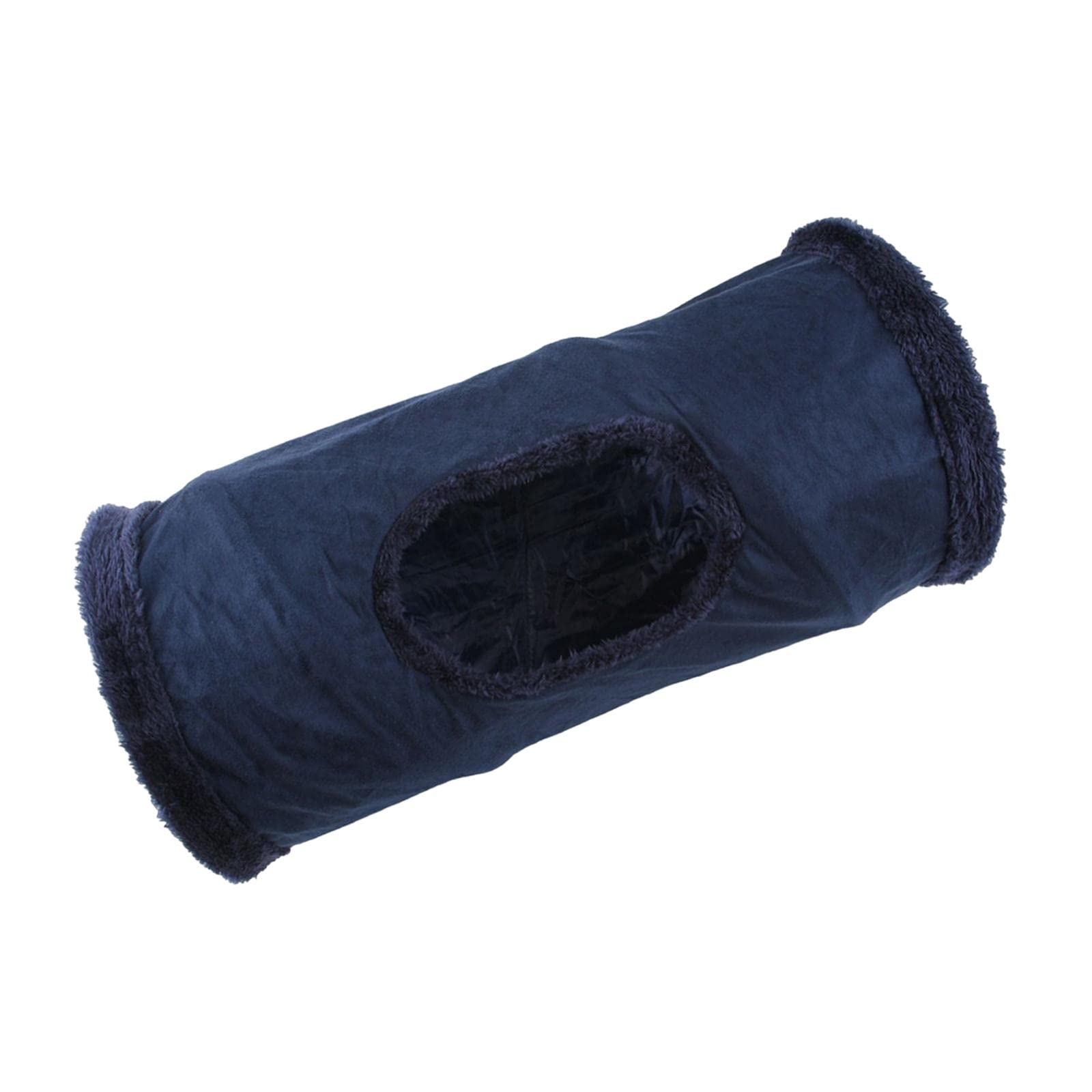 Sdlnklm Foldable Cat Tunnel, Cat Tube Toy for Kittens And, Crinkle Tunnel Made of Suede And Polyester with Ball Opening for Indoor Play, Dark Blue