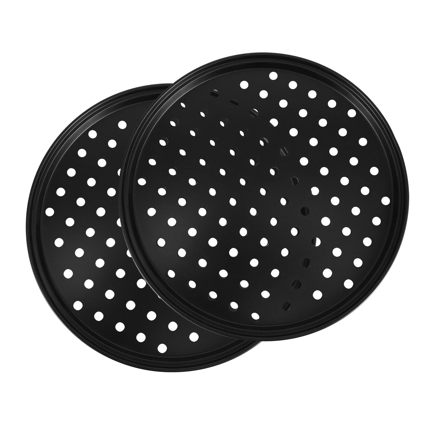 Kopinma Pack Of 2 Pizza Pan, 10 Inch Pizza Tray, Non Stick Pizza Oven Tray, Carbon Steel Pizza Baking Tray, Pizza Trays For Oven Non Stick