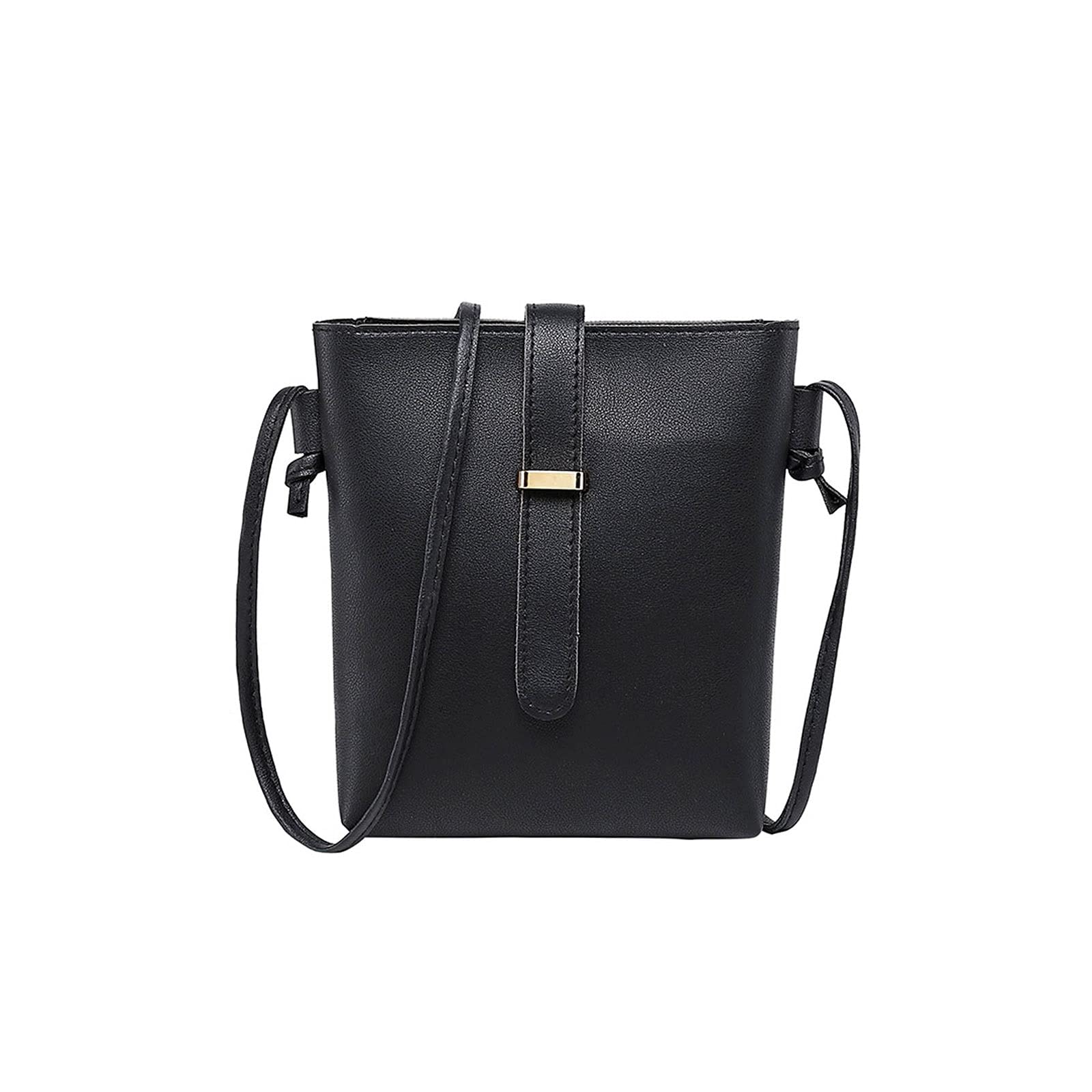 OZYSZSSZBESAN Ladies Shoulder Bag, Ladies Shoulder Bag Solid Color Leather Shoulder Strap Bag Mobile Phone Bag Card Holders Wallet Handbag Pockets for (Color : Black)
