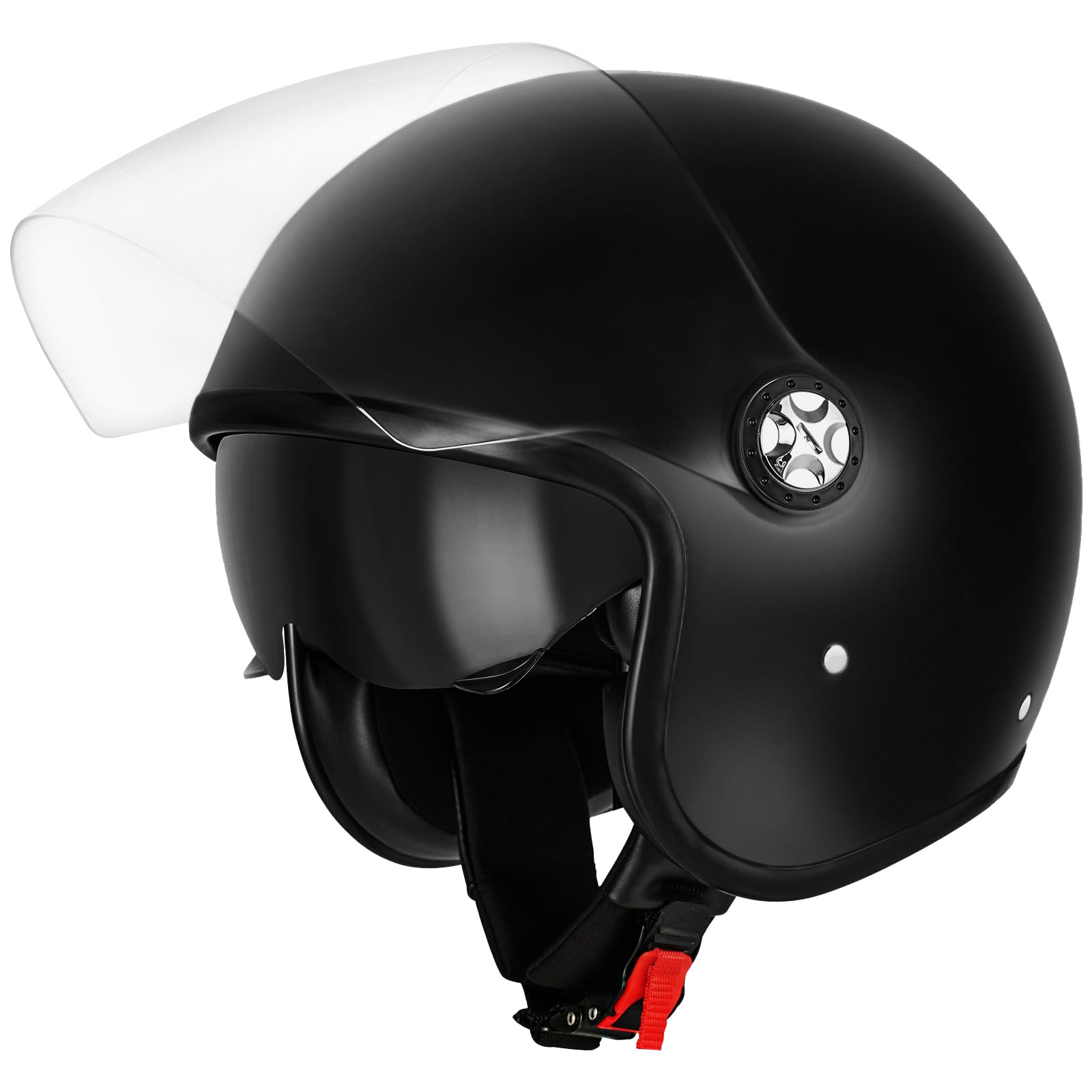 Favoto Casco de Moto Jet para Hombre - con Doble Visor y Visera Solar Casco 3/4 para Scooter Aprobado por ECE 22.06 Transpirable para Hombre y Mujer Talla