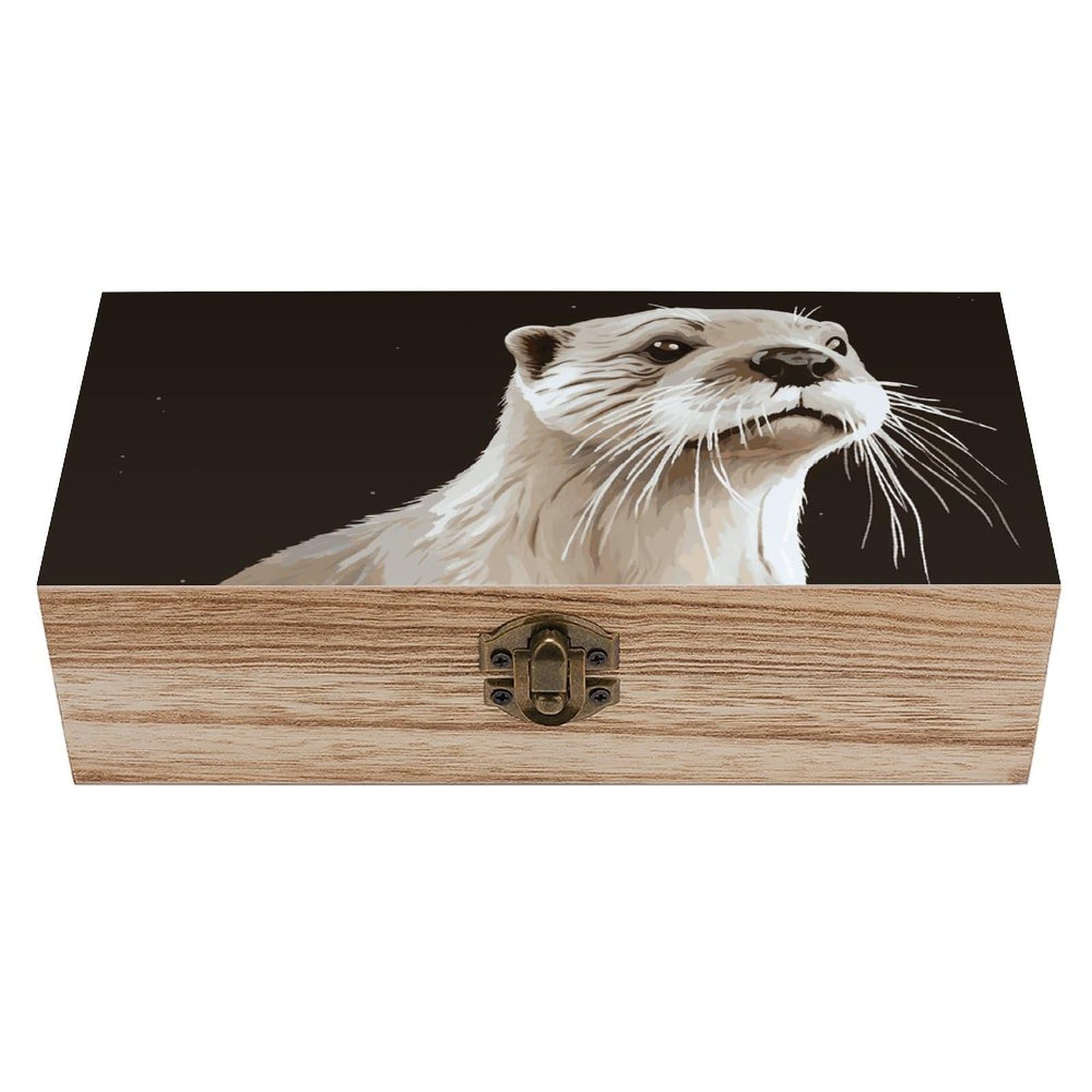 FodPand Decorative Keepsake Box Wooden Storage Boxes with Hinged Lid Handmade Otter Wood Organizer Memory Treasure Box for Jewelry Craft Card Photo Storage Wedding Bridal Shower Gifts